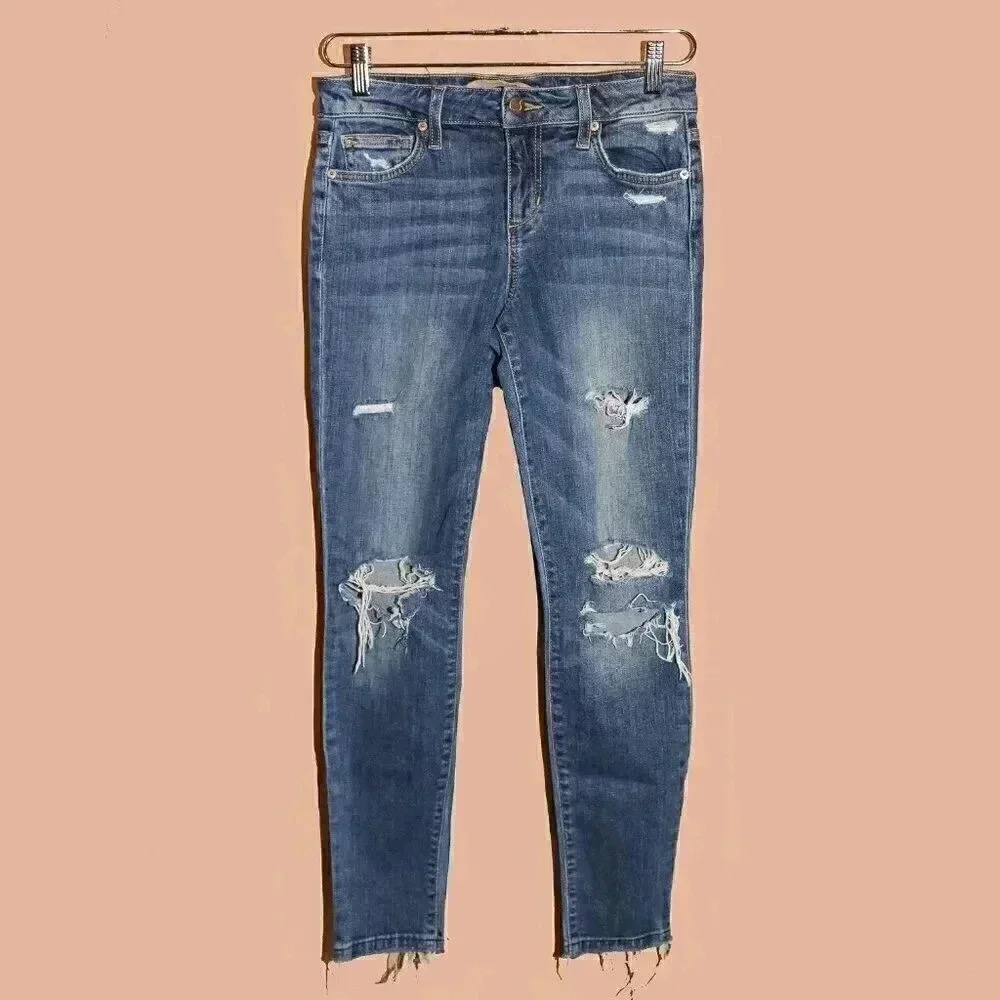 Joe’s Distressed Medium Wash Denim Ripped‎ Skinny Jeans - Size 27
